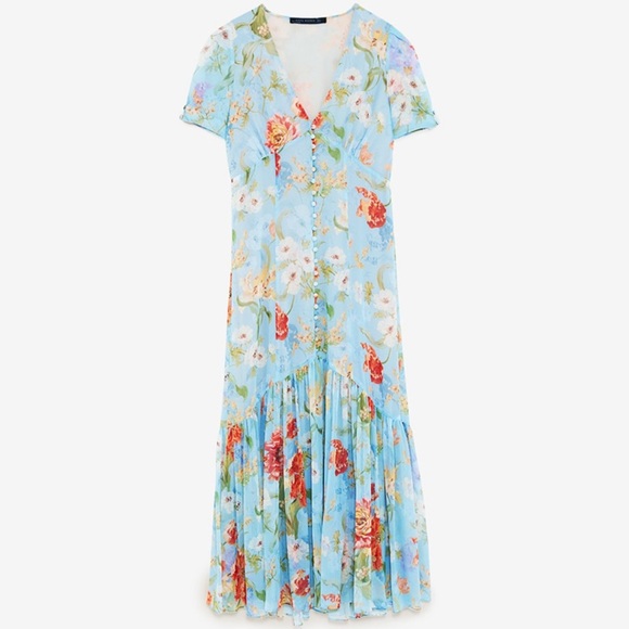 Zara Midi Floral Print Dress Size Small - Picture 1 of 12